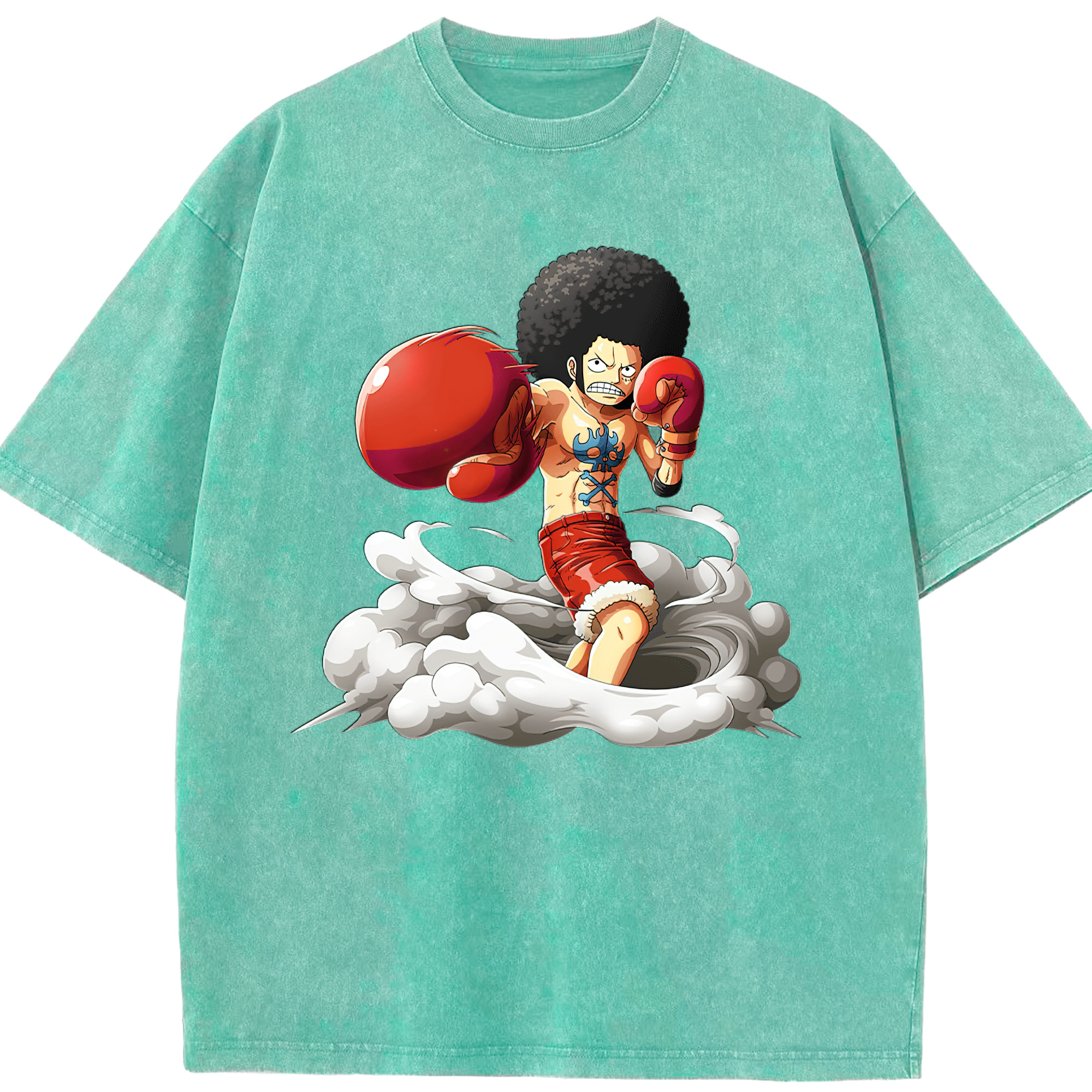 ワンピース モンキー・D・ルフィ ONE PIECE Monkey D. Luffy 綿100% ヴィンテージ風 半袖Tシャツ（フロントプリント）